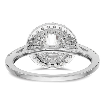 0.25ct. CZ Solid Real 14K White Gold Round Double Halo Engagement Ring