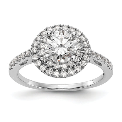 0.25ct. CZ Solid Real 14K White Gold Round Double Halo Engagement Ring