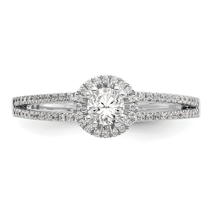 0.25ct. CZ Solid Real 14K White Gold Round Halo Engagement Ring
