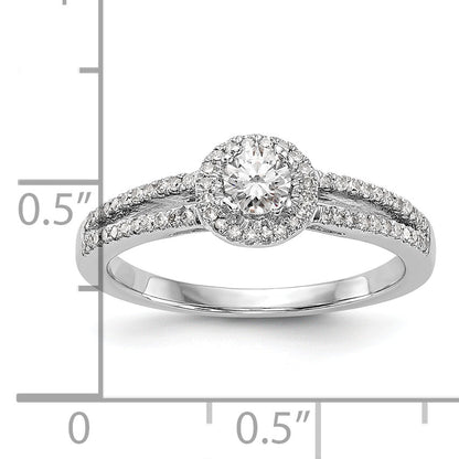 0.25ct. CZ Solid Real 14K White Gold Round Halo Engagement Ring