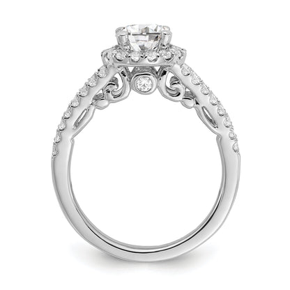 0.25ct. CZ Solid Real 14K White Gold Round Halo Engagement Ring