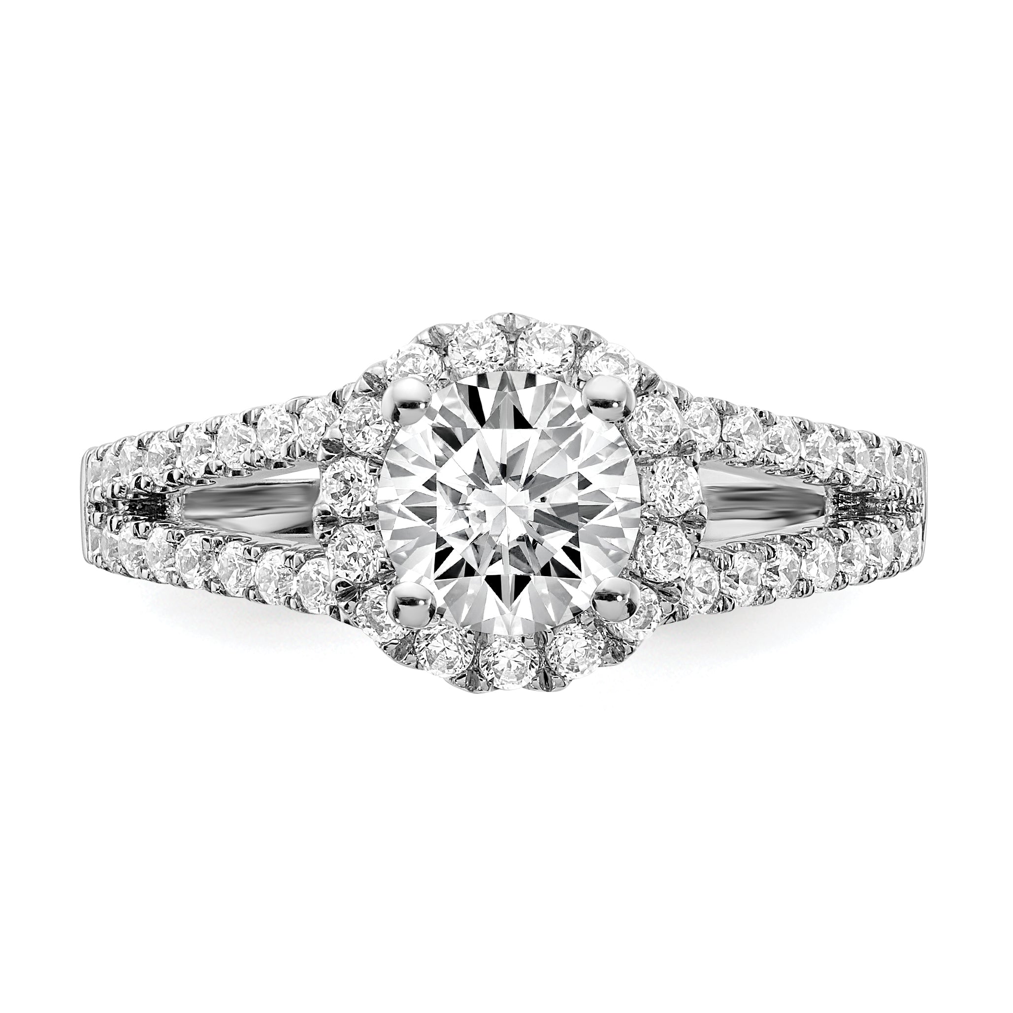 0.25ct. CZ Solid Real 14K White Gold Round Halo Engagement Ring