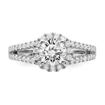 0.25ct. CZ Solid Real 14K White Gold Round Halo Engagement Ring