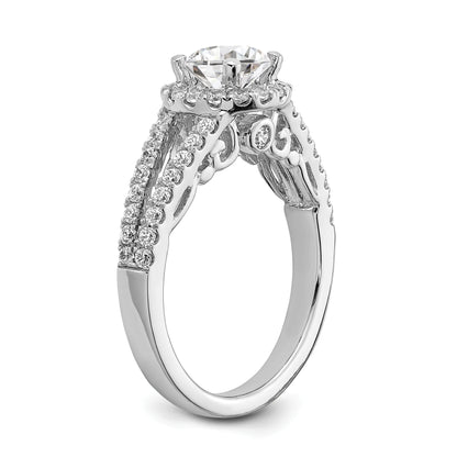 0.25ct. CZ Solid Real 14K White Gold Round Halo Engagement Ring
