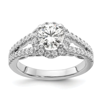 0.25ct. CZ Solid Real 14K White Gold Round Halo Engagement Ring