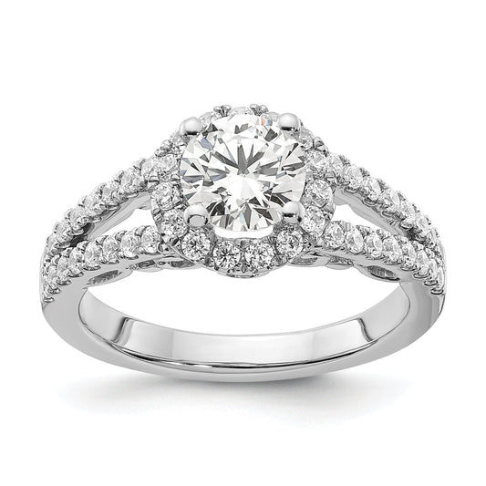 0.25ct. CZ Solid Real 14K White Gold Round Halo Engagement Ring