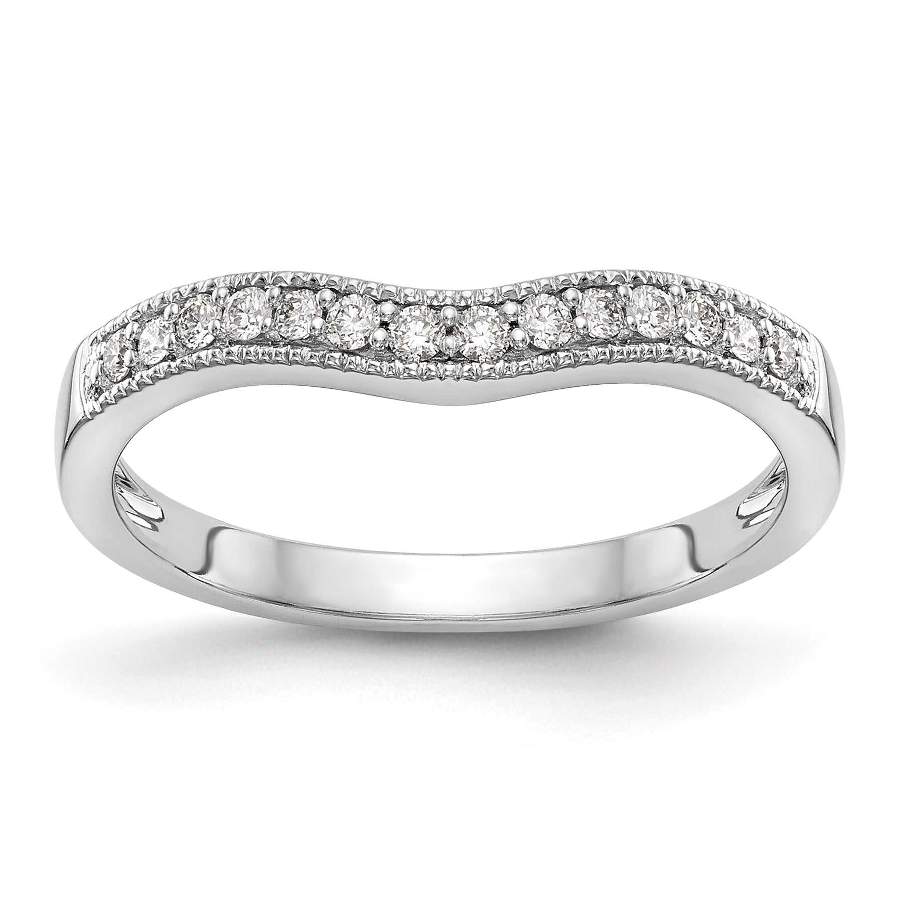 0.15ct. CZ Solid Real 14k White Gold Wedding Wedding Band Ring