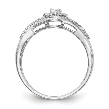 0.10ct. CZ Solid Real 14K White Gold Round Halo Engagement Ring