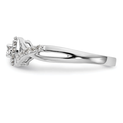 0.10ct. CZ Solid Real 14K White Gold Round Halo Engagement Ring
