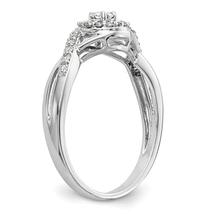 0.10ct. CZ Solid Real 14K White Gold Round Halo Engagement Ring