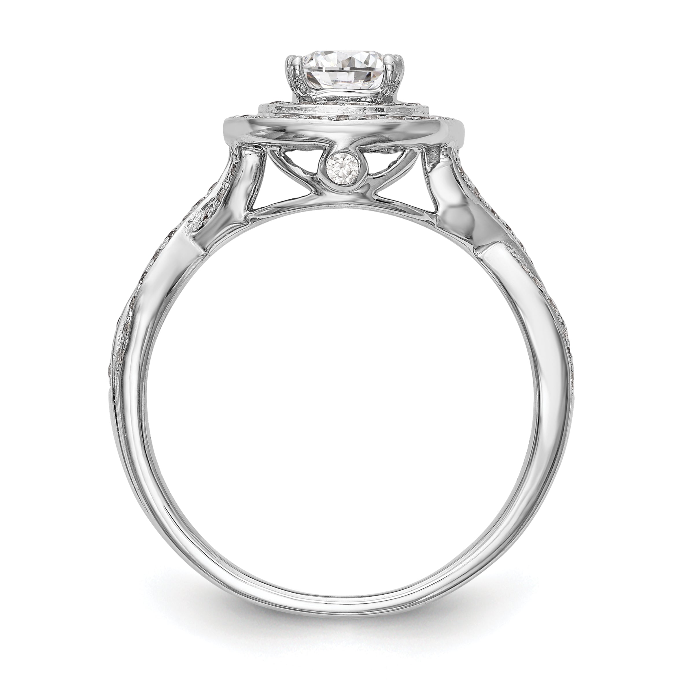 0.50ct. CZ Solid Real 14K White Gold Cushion Halo Engagement Ring