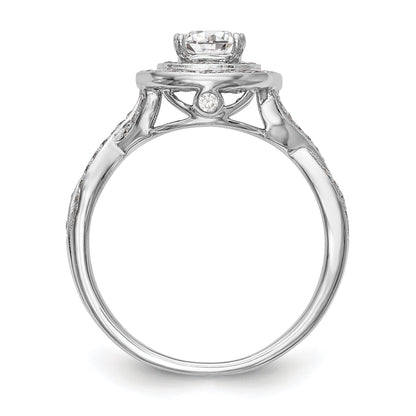 0.50ct. CZ Solid Real 14K White Gold Cushion Halo Engagement Ring