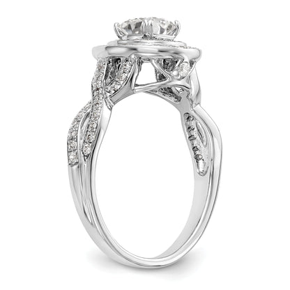 0.50ct. CZ Solid Real 14K White Gold Cushion Halo Engagement Ring