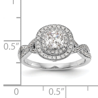 0.50ct. CZ Solid Real 14K White Gold Cushion Halo Engagement Ring