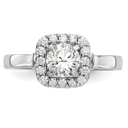 0.24ct. CZ Solid Real 14K White Gold Peg Set Cushion Halo Engagement Ring