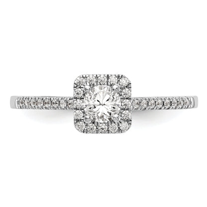 0.20ct. CZ Solid Real 14K White Gold Round Cushion Halo Engagement Ring