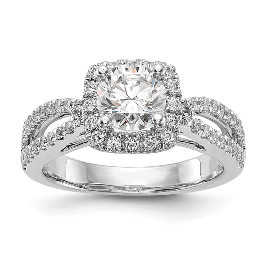 0.50ct. CZ Solid Real 14K White Gold Round Cushion Halo Engagement Ring