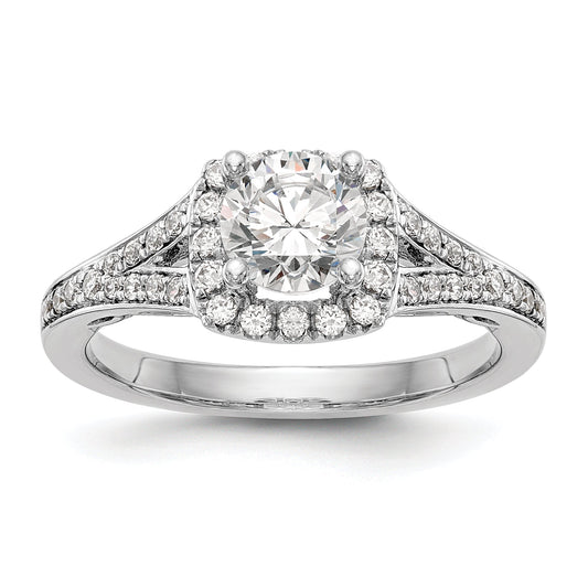 0.50ct. CZ Solid Real 14K White Gold Round Cushion Halo Engagement Ring