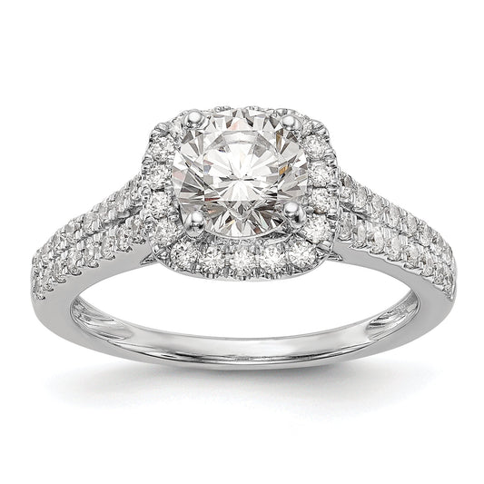 0.53ct. CZ Solid Real 14K White Gold Peg Set Cushion Halo Engagement Ring