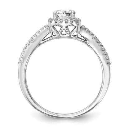 0.50ct. CZ Solid Real 14K White Gold Cushion Halo Engagement Ring