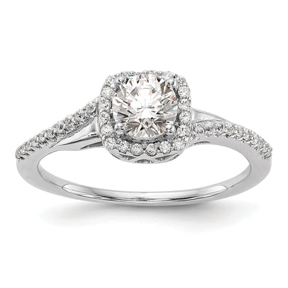 0.50ct. CZ Solid Real 14K White Gold Cushion Halo Engagement Ring