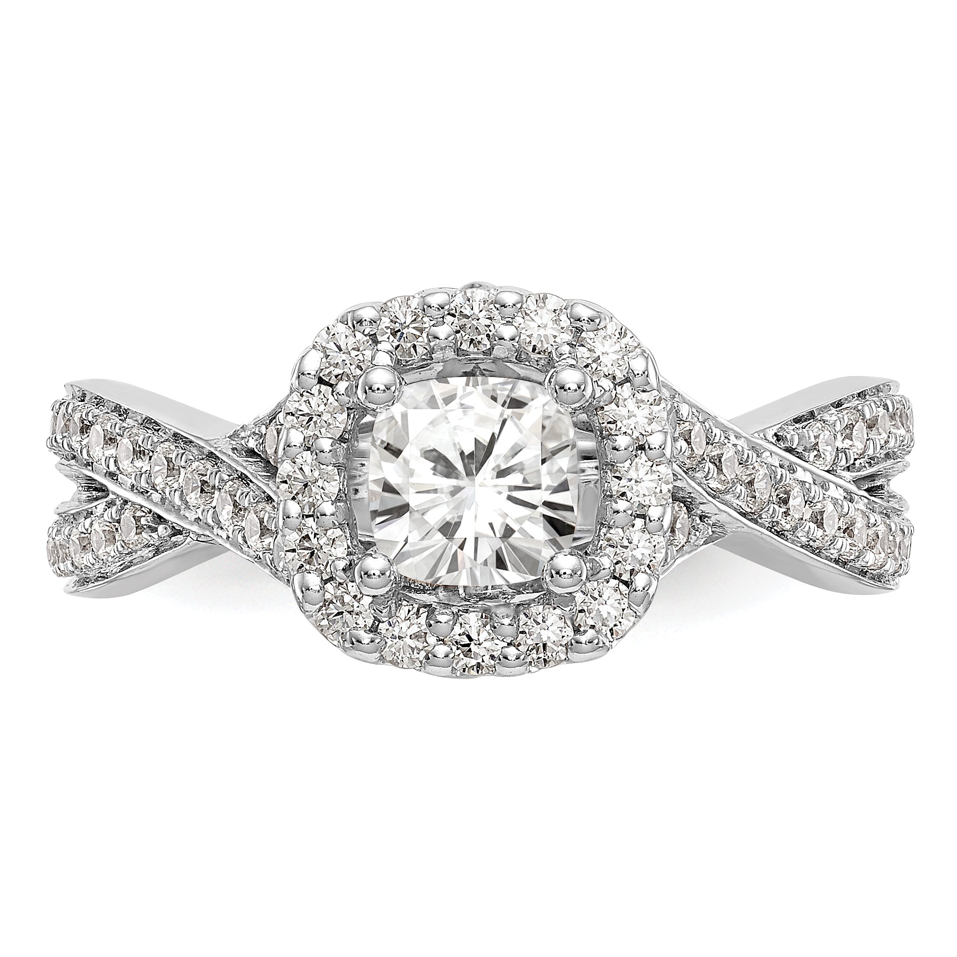 0.50ct. CZ Solid Real 14K White Gold Cushion Halo Engagement Ring