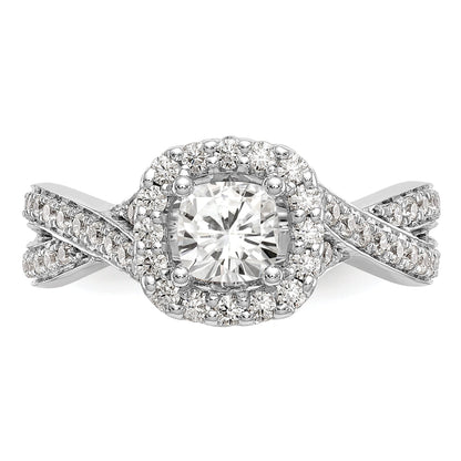 0.50ct. CZ Solid Real 14K White Gold Cushion Halo Engagement Ring
