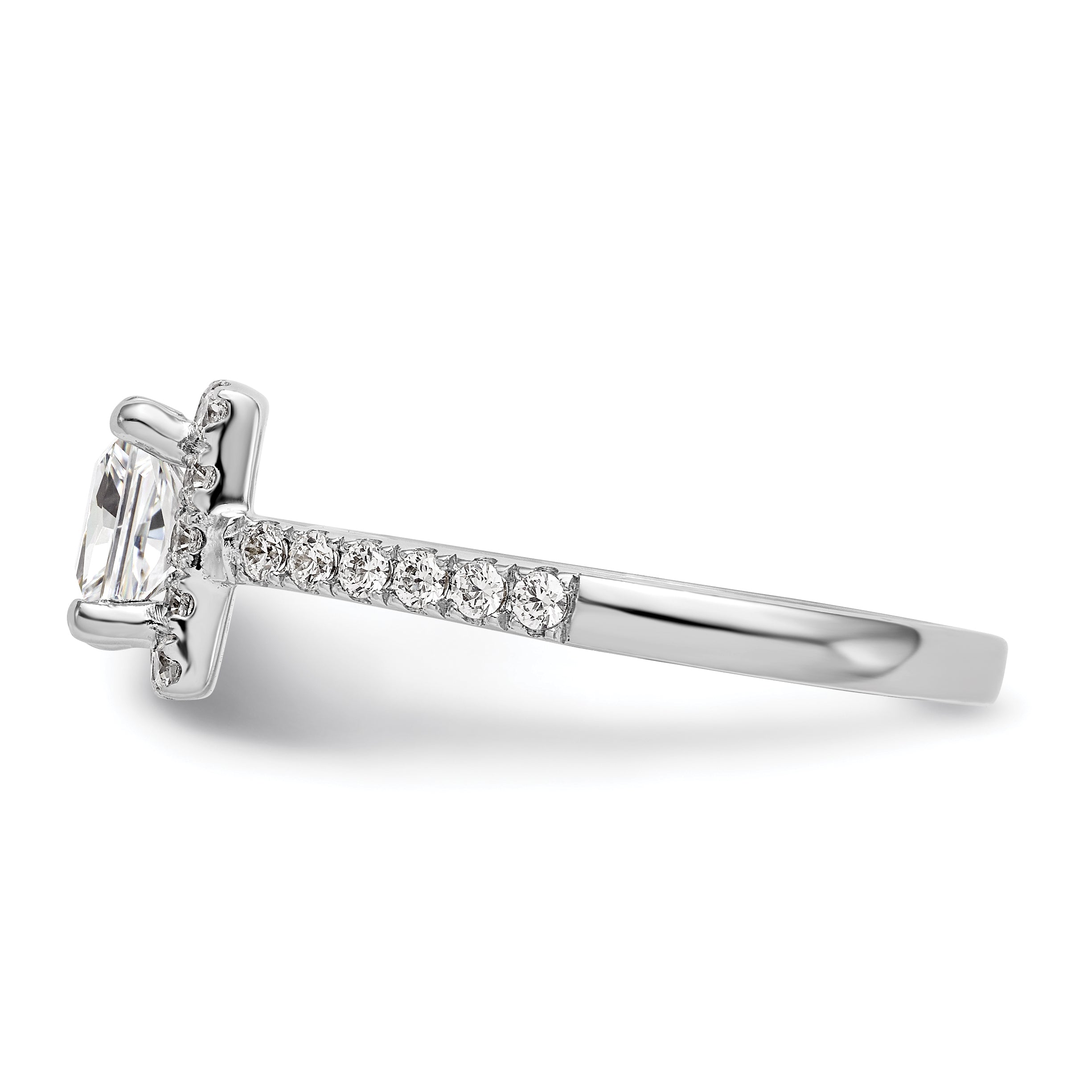 0.33ct. CZ Solid Real 14K White Gold Princess Square Halo Engagement Ring