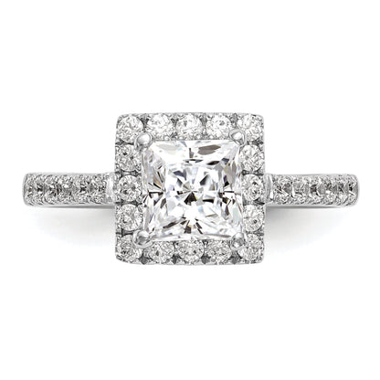 0.25ct. CZ Solid Real 14K White Gold Princess Square Halo Engagement Ring