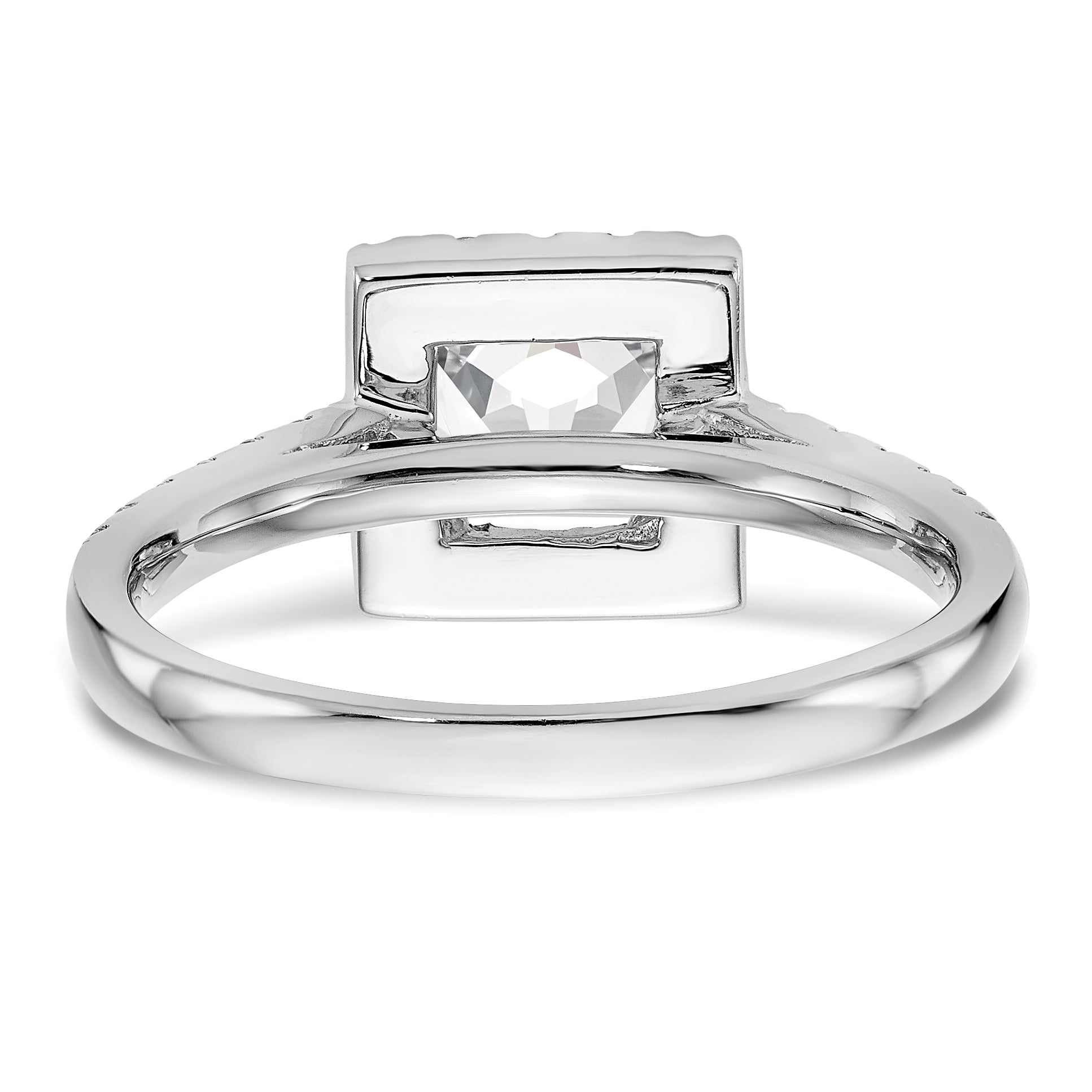 0.50ct. CZ Solid Real 14K White Gold Princess Square Halo Engagement Ring