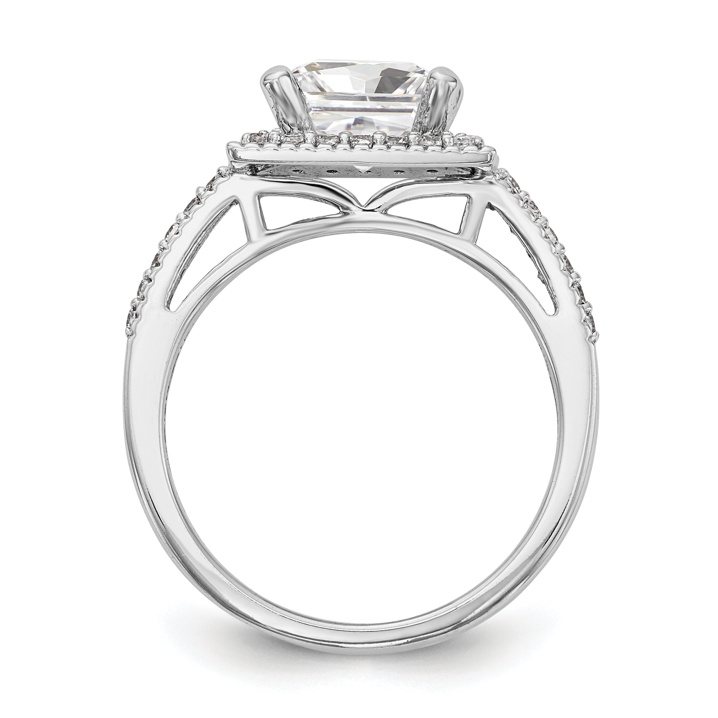 0.50ct. CZ Solid Real 14K White Gold Princess Square Halo Engagement Ring