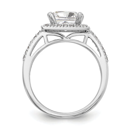 0.50ct. CZ Solid Real 14K White Gold Princess Square Halo Engagement Ring