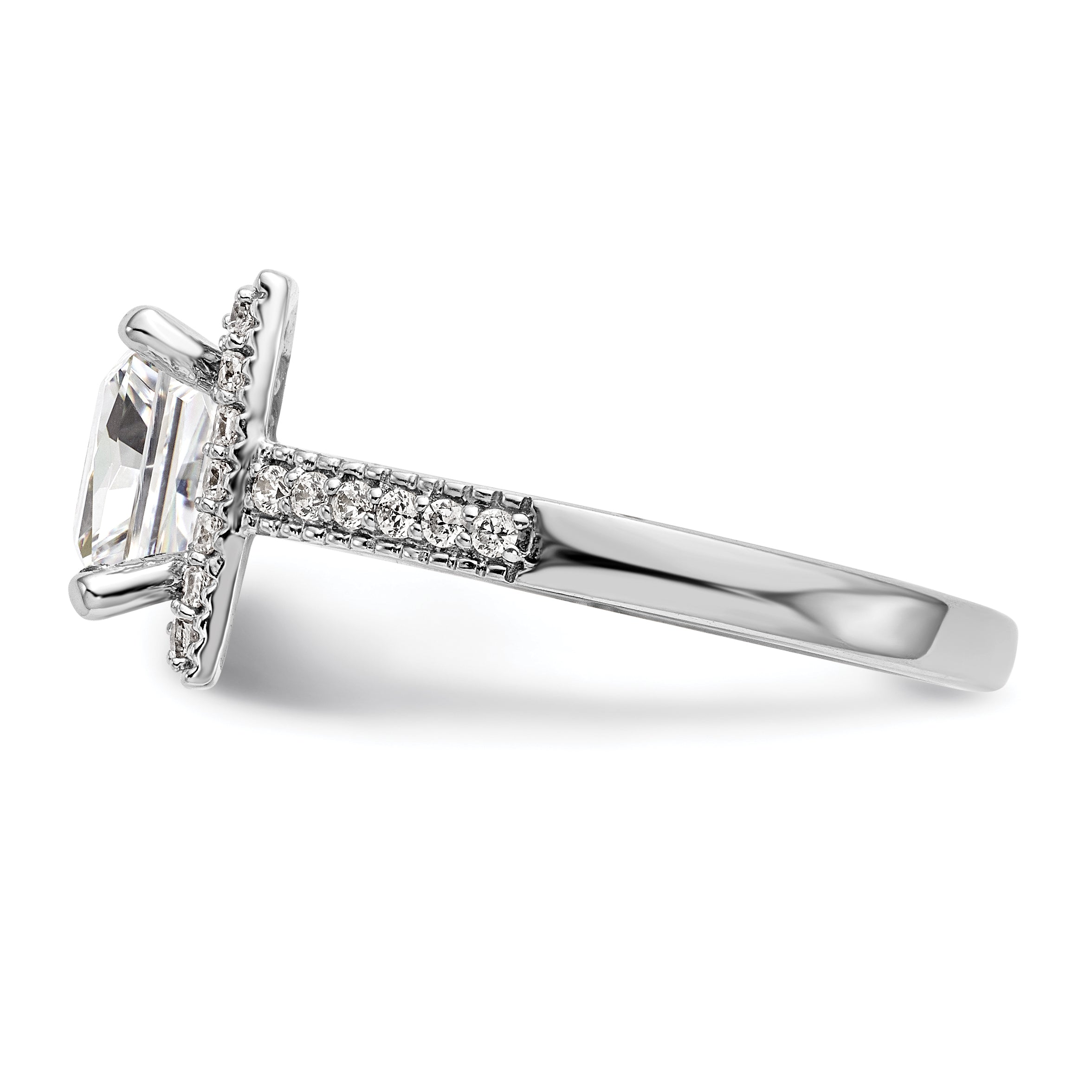 0.50ct. CZ Solid Real 14K White Gold Princess Square Halo Engagement Ring