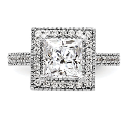 0.50ct. CZ Solid Real 14K White Gold Princess Square Halo Engagement Ring