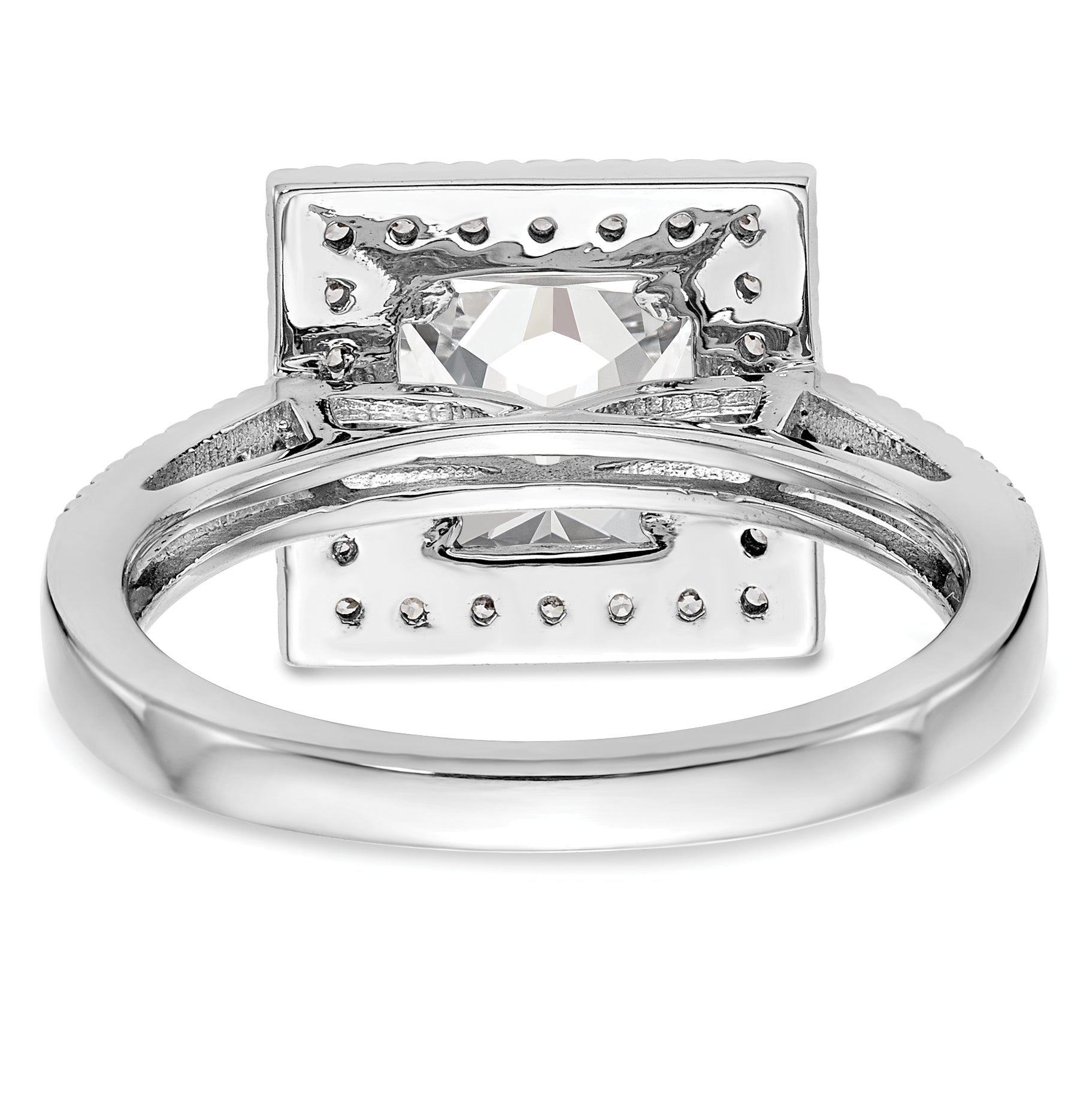 0.50ct. CZ Solid Real 14K White Gold Princess Square Halo Engagement Ring