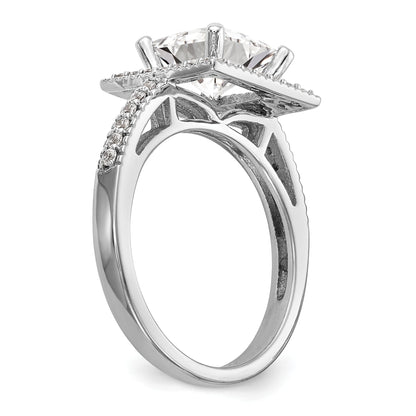 0.50ct. CZ Solid Real 14K White Gold Princess Square Halo Engagement Ring