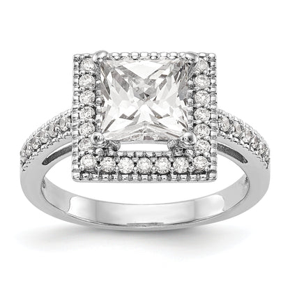 0.50ct. CZ Solid Real 14K White Gold Princess Square Halo Engagement Ring