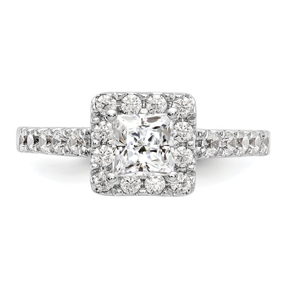 0.60ct. CZ Solid Real 14K White Gold Princess Square Halo Engagement Ring