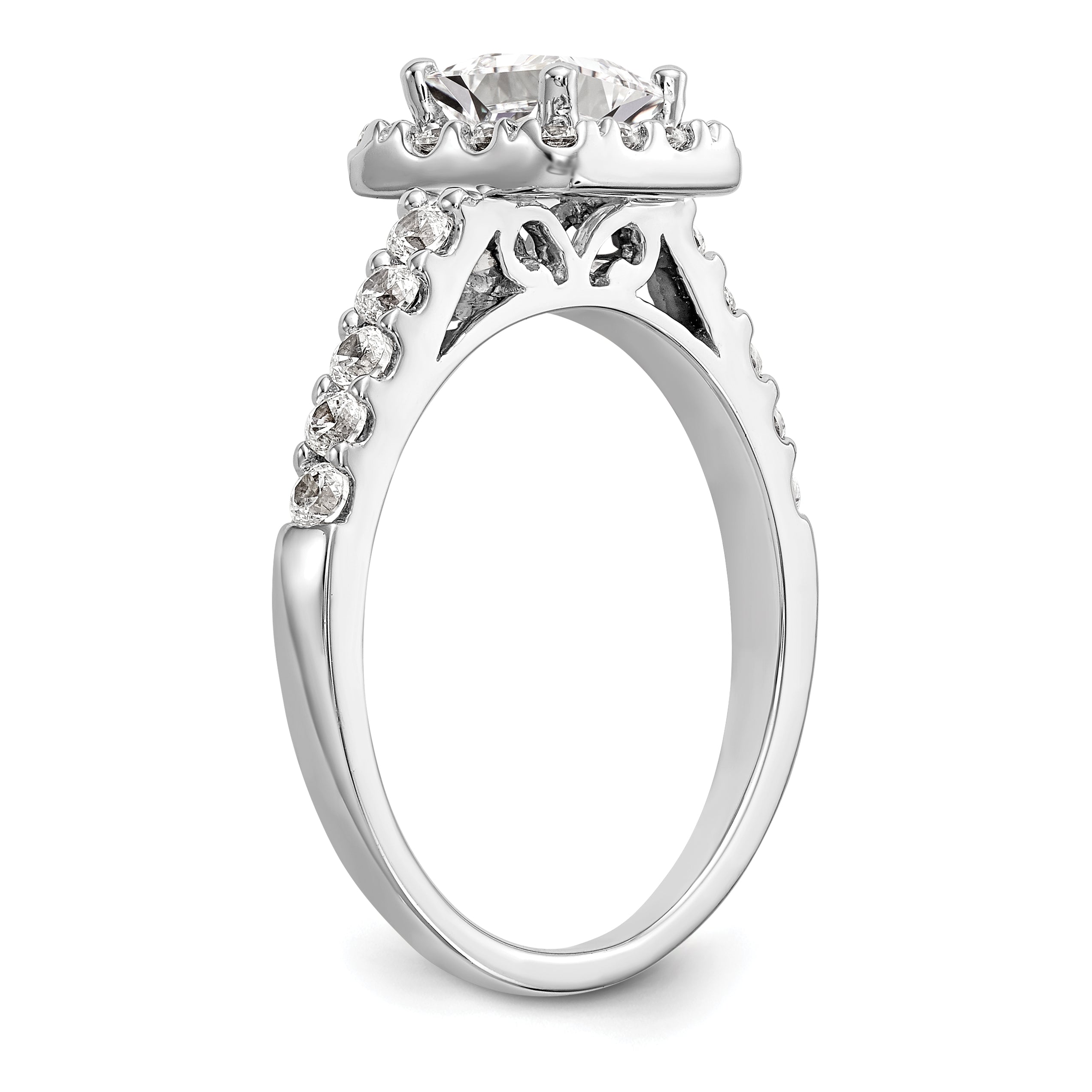 0.60ct. CZ Solid Real 14K White Gold Princess Square Halo Engagement Ring