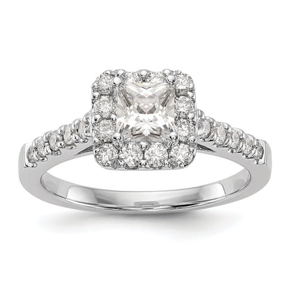 0.60ct. CZ Solid Real 14K White Gold Princess Square Halo Engagement Ring