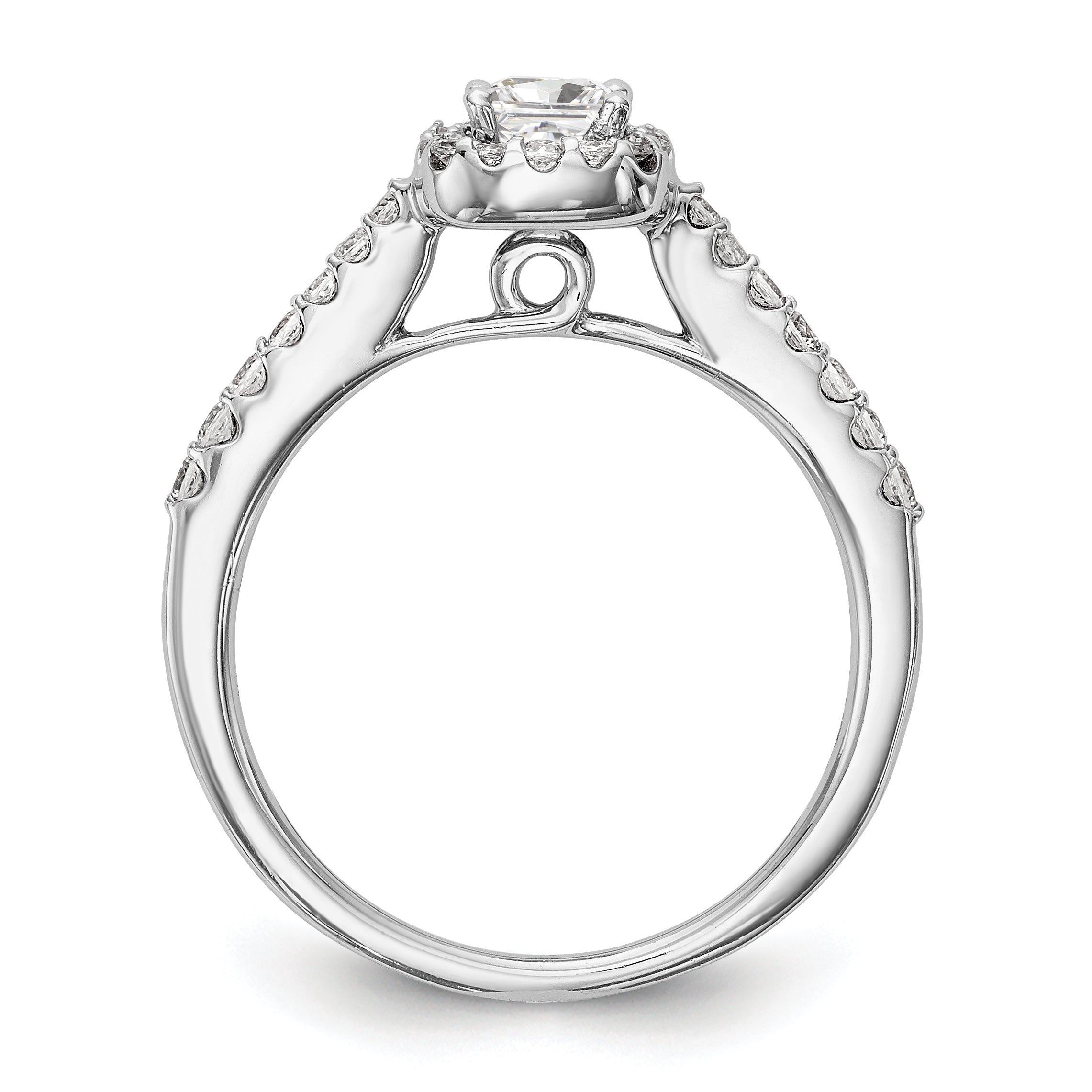 0.50ct. CZ Solid Real 14K White Gold Princess Square Halo Engagement Ring