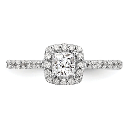 0.50ct. CZ Solid Real 14K White Gold Princess Square Halo Engagement Ring