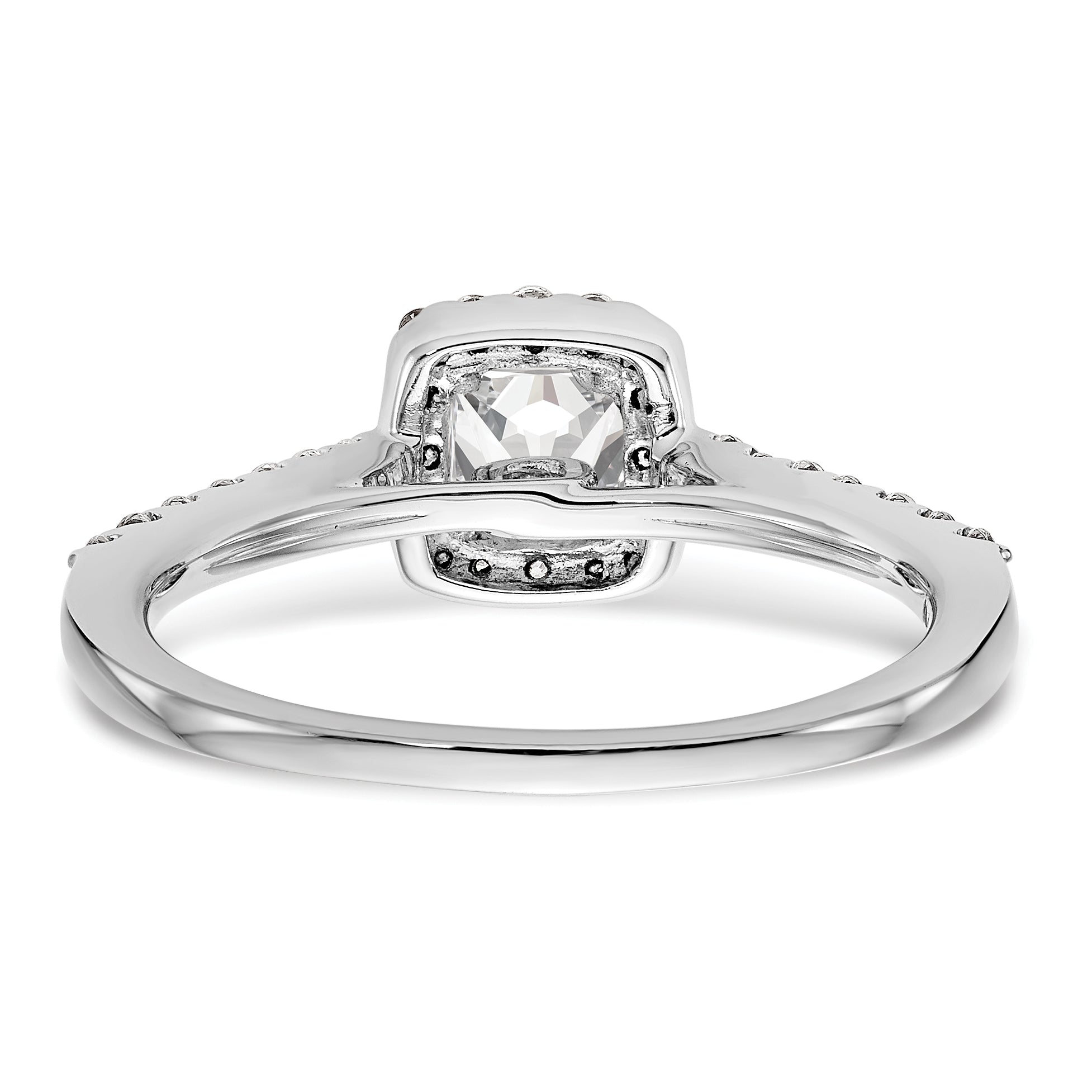 0.50ct. CZ Solid Real 14K White Gold Princess Square Halo Engagement Ring