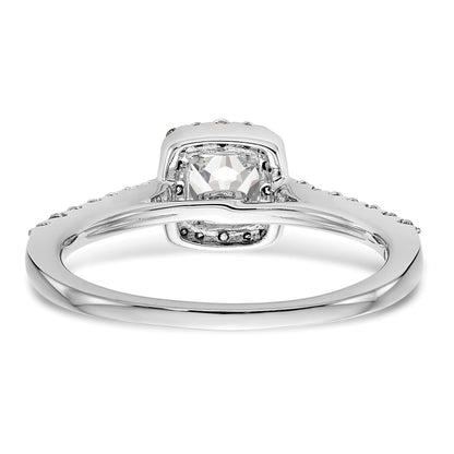 0.50ct. CZ Solid Real 14K White Gold Princess Square Halo Engagement Ring