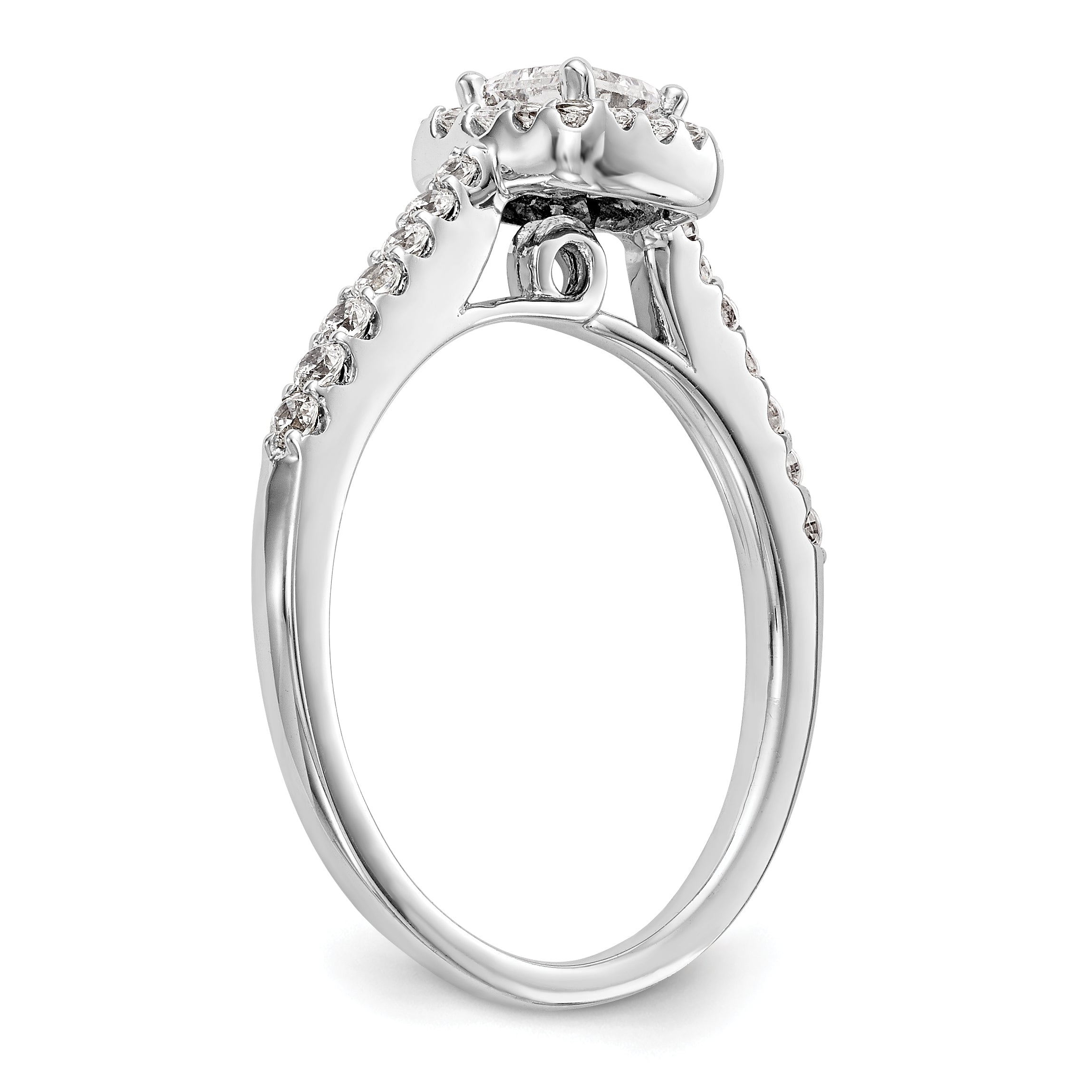 0.50ct. CZ Solid Real 14K White Gold Princess Square Halo Engagement Ring