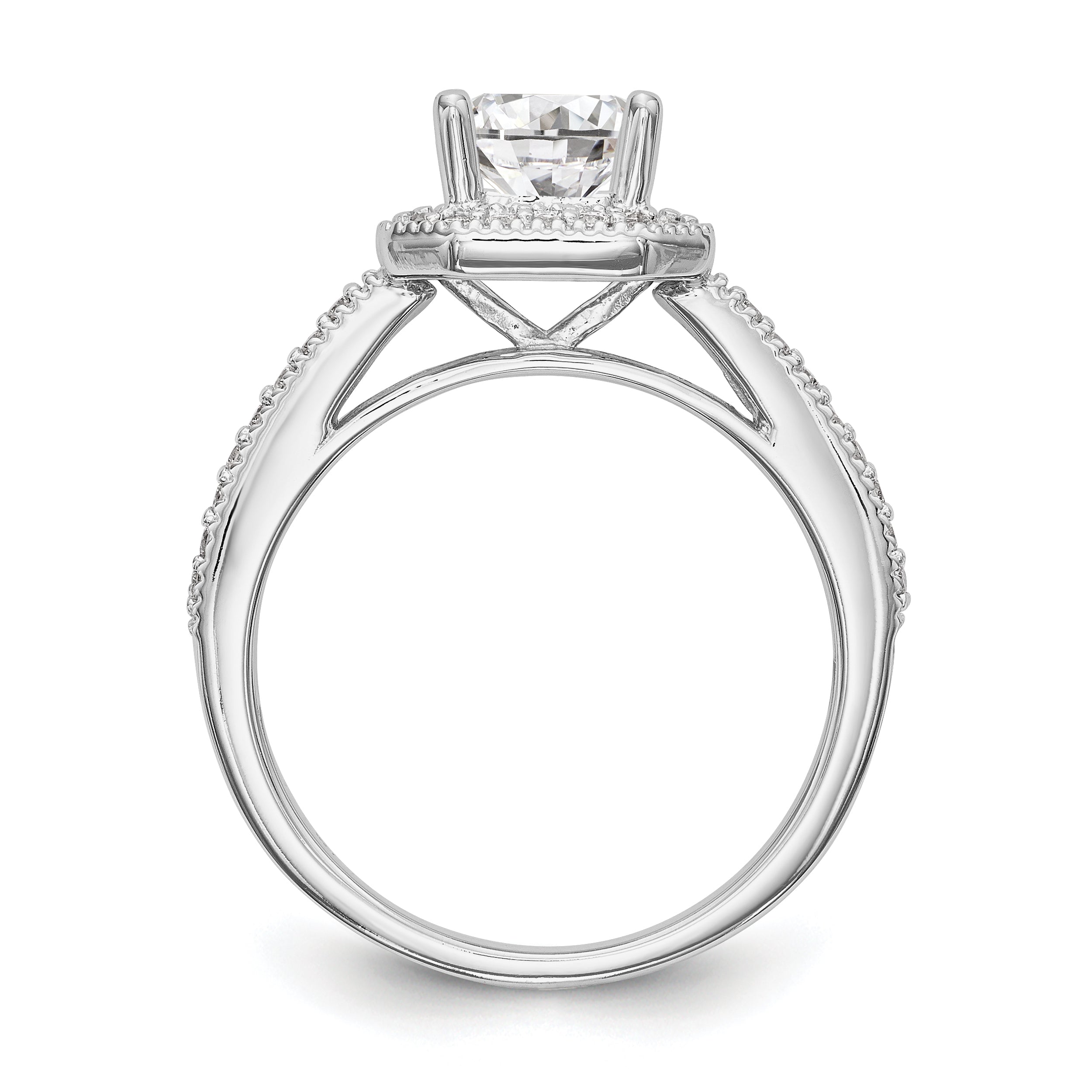 0.33ct. CZ Solid Real 14K White Gold Princess Square Halo Engagement Ring