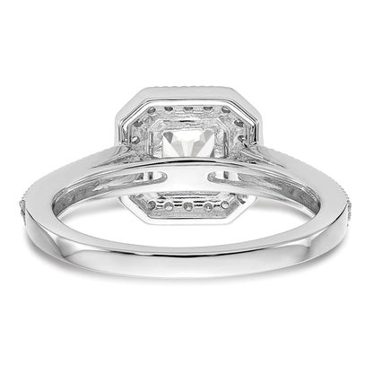 0.33ct. CZ Solid Real 14K White Gold Princess Square Halo Engagement Ring