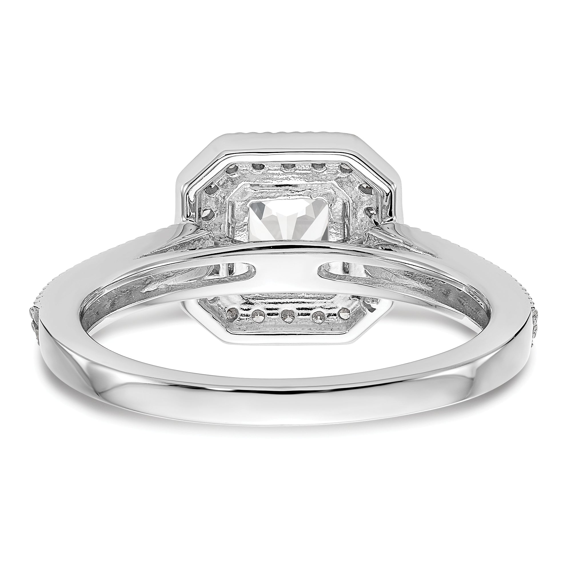 0.50ct. CZ Solid Real 14K White Gold Princess Square Halo Engagement Ring