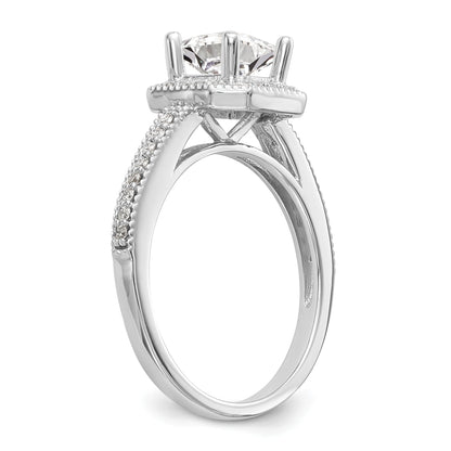 0.25ct. CZ Solid Real 14K White Gold Princess Square Halo Engagement Ring