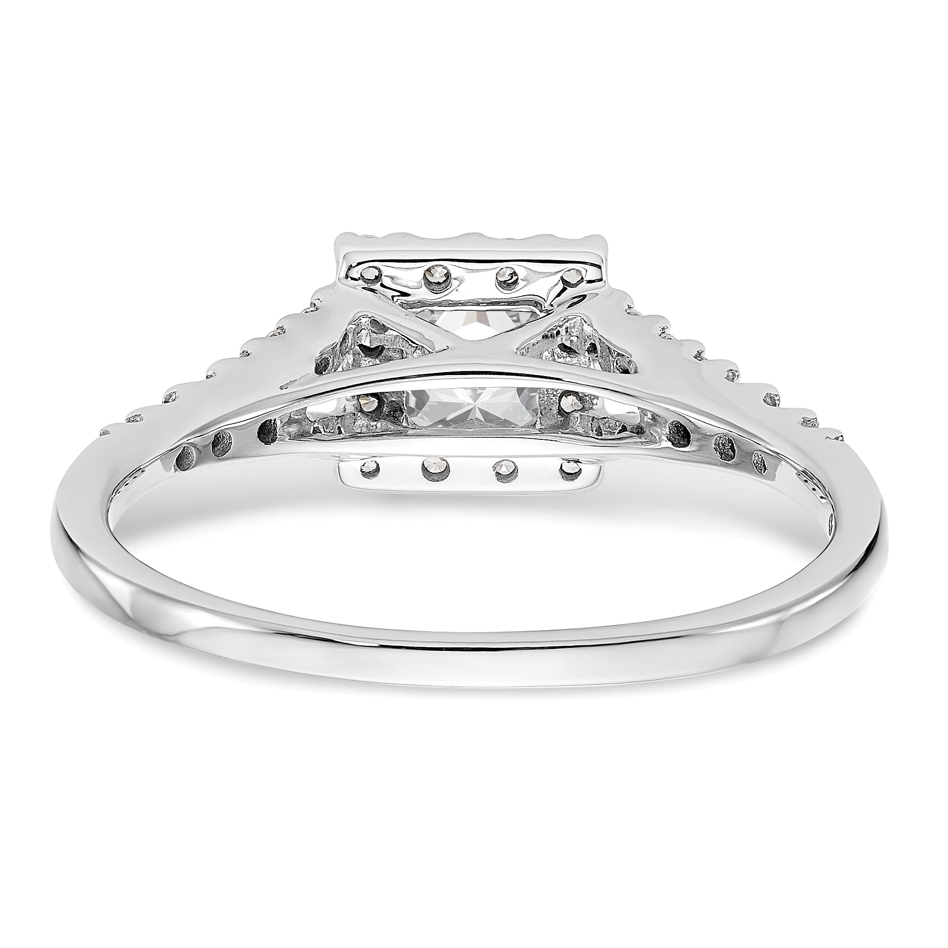 0.33ct. CZ Solid Real 14K White Gold Princess Square Halo Engagement Ring